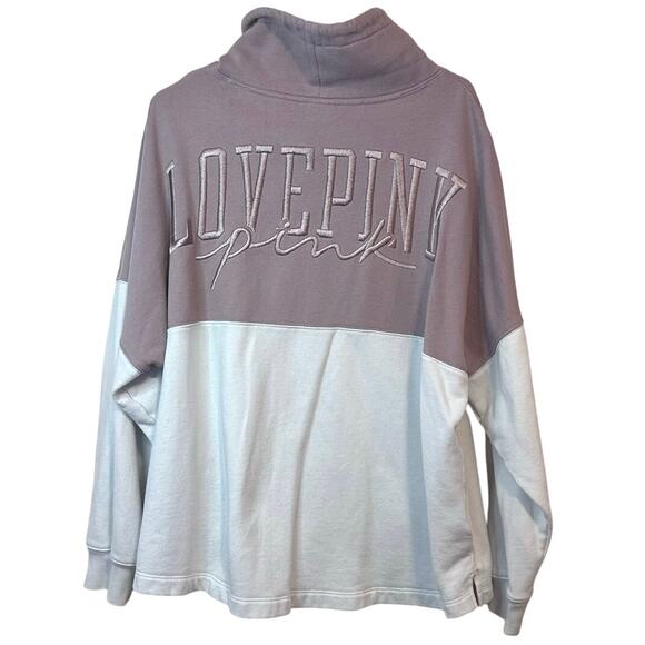 Victoria’s Secret PINK Oversized Varsity Cowl Neck Sweatshirt Size XL Colorblock - Picture 2 of 14